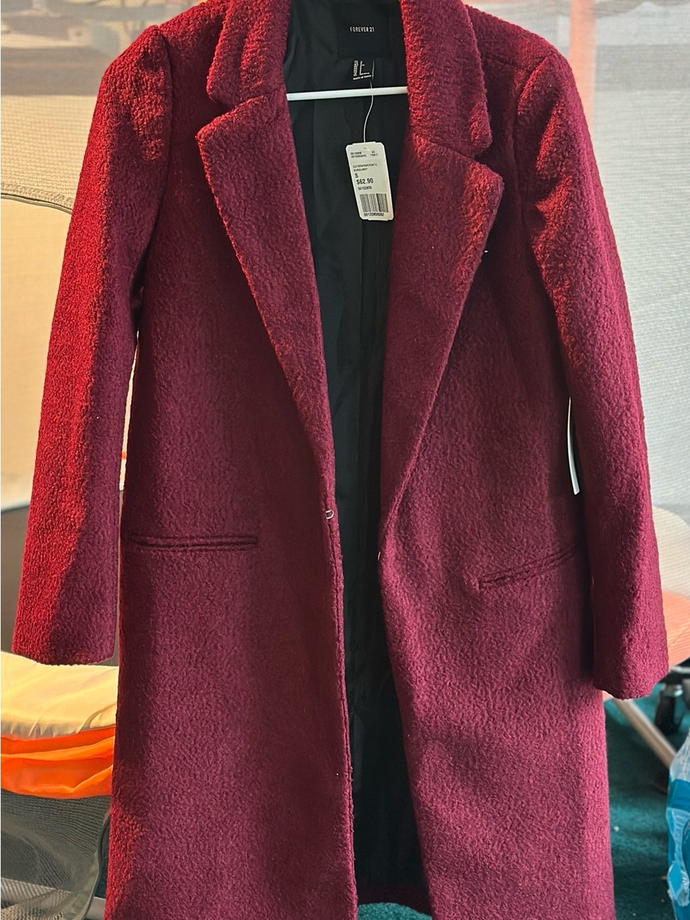 Forever 21 Women's Deep Wine Teddy Trench Coat